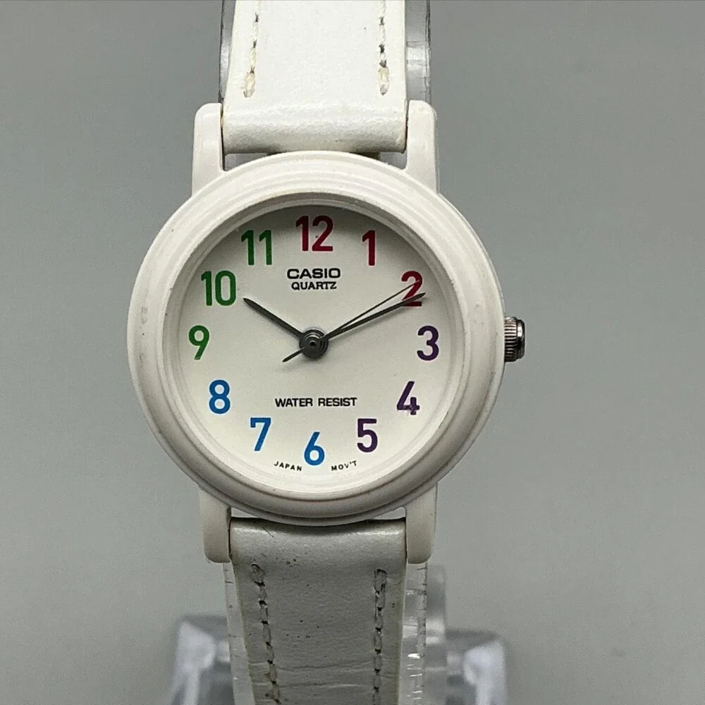 Casio 1330 LQ-139 Womens Watch 25mm White Dial White Leather New Battery